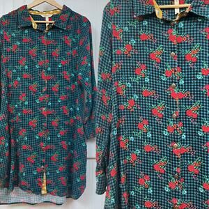 Matilda Jane Fa La La Floral Gingham Shirt Dress Long Sleeve Button Down